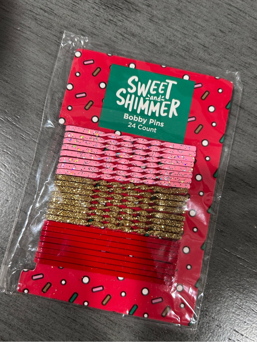 Pink, Gold & Red Bobby Pins - 24 Count